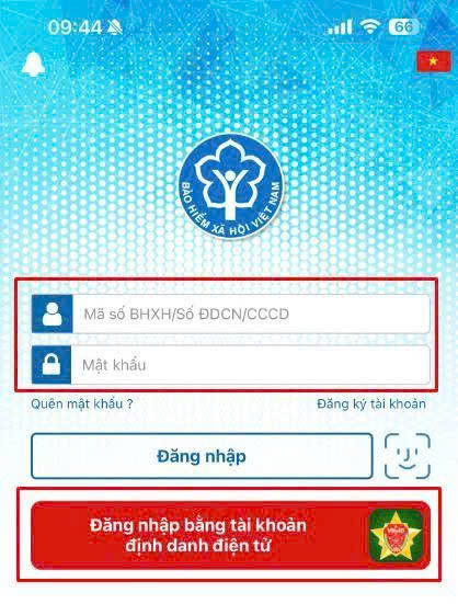 Thực hiện đăng nhập vào ứng dụng VssID Thực hiện đăng nhập vào ứng dụng VssID