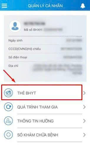 Chọn chức năng Thẻ BHYT để truy cập thông tin thẻ Chọn chức năng Thẻ BHYT để truy cập thông tin thẻ