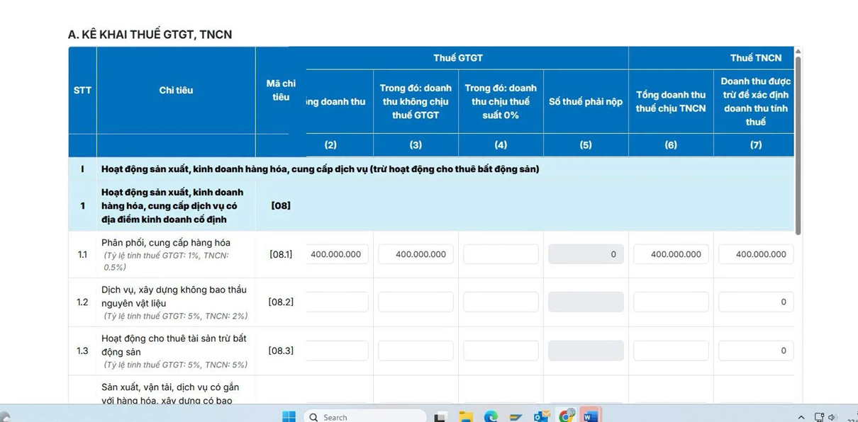 Hướng dẫn hộ kinh doanh thông báo doanh thu 6 tháng đầu năm online
