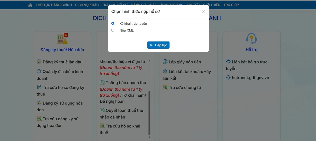 Hướng dẫn hộ kinh doanh thông báo doanh thu 6 tháng đầu năm online