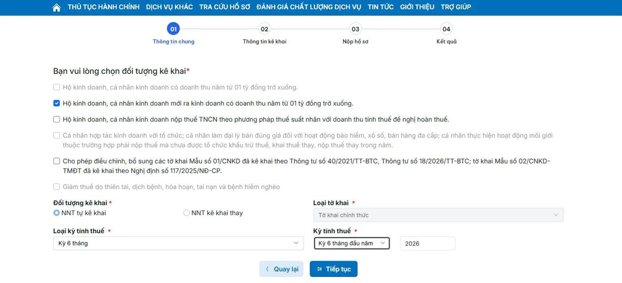 Hướng dẫn hộ kinh doanh thông báo doanh thu 6 tháng đầu năm online