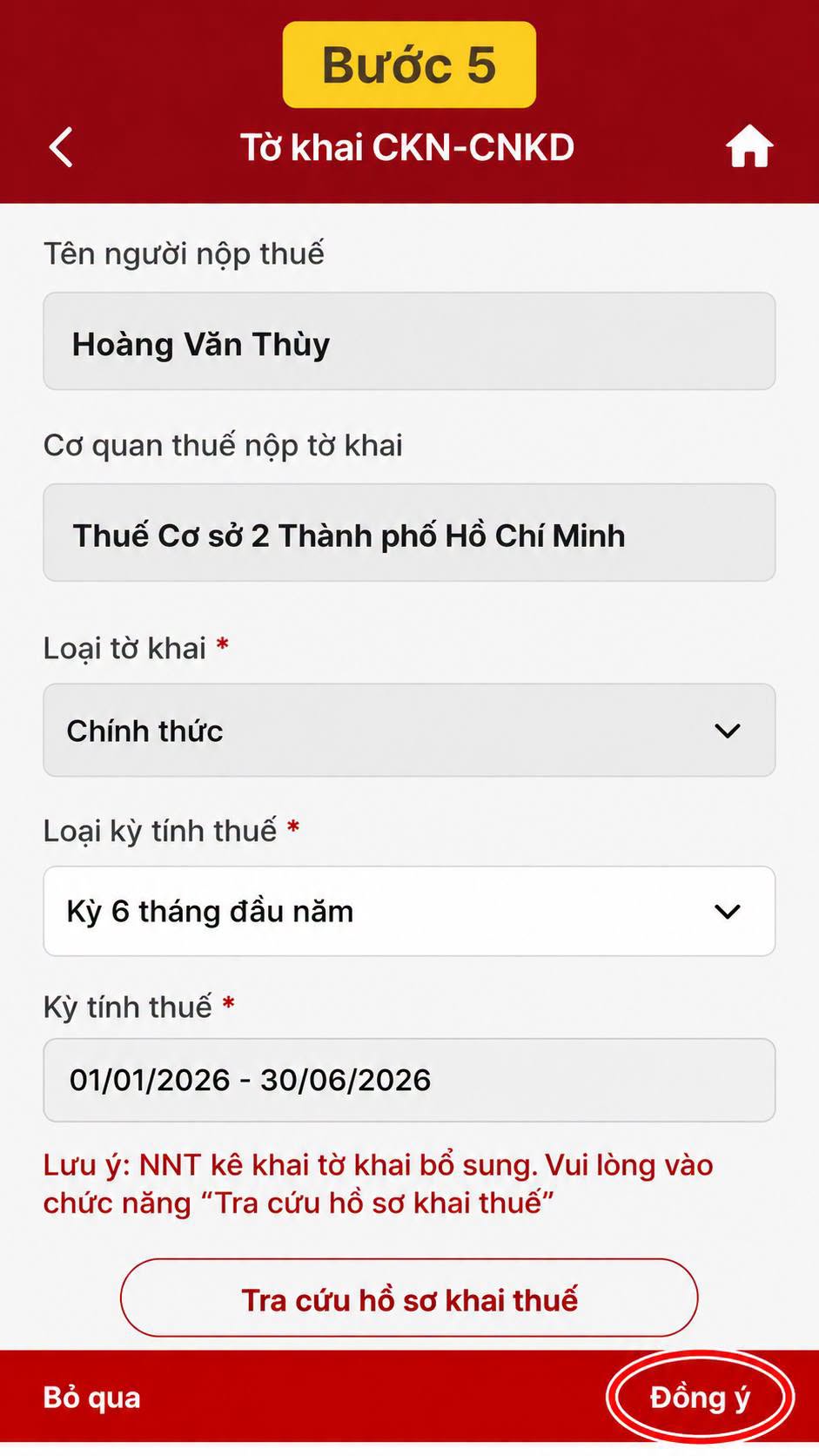 Hướng dẫn hộ kinh doanh thông báo doanh thu 6 tháng đầu năm online