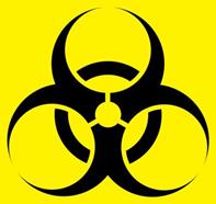 A black biohazard sign on a yellow background AI-generated content may be incorrect.