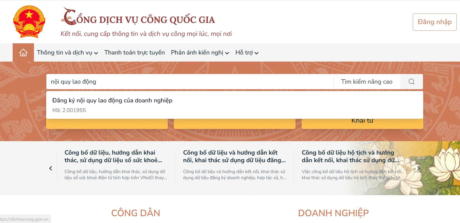 Hướng dẫn đăng ký nội quy lao động online