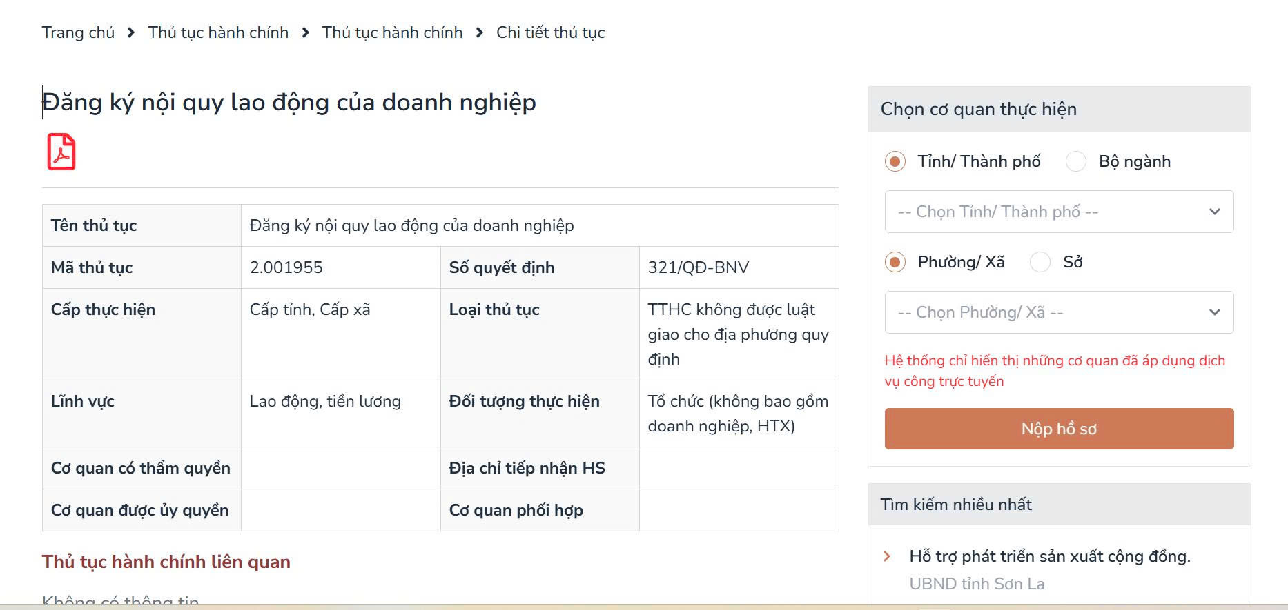 Hướng dẫn đăng ký nội quy lao động online