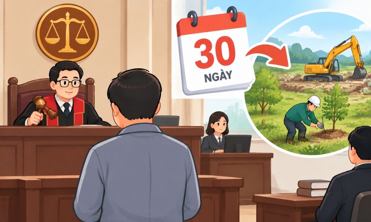 Bị cáo có thể được hoãn phiên tòa tối đa 30 ngày để khắc phục hậu quả vi phạm đất đai Bị cáo có thể được hoãn phiên tòa tối đa 30 ngày để khắc phục hậu quả vi phạm đất đai