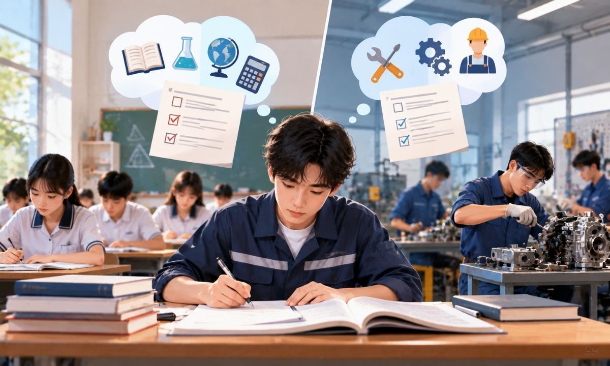 Học sinh trung học nghề học 3 năm và phải thi cả kiến thức phổ thông lẫn chuyên môn nghề để tốt nghiệp