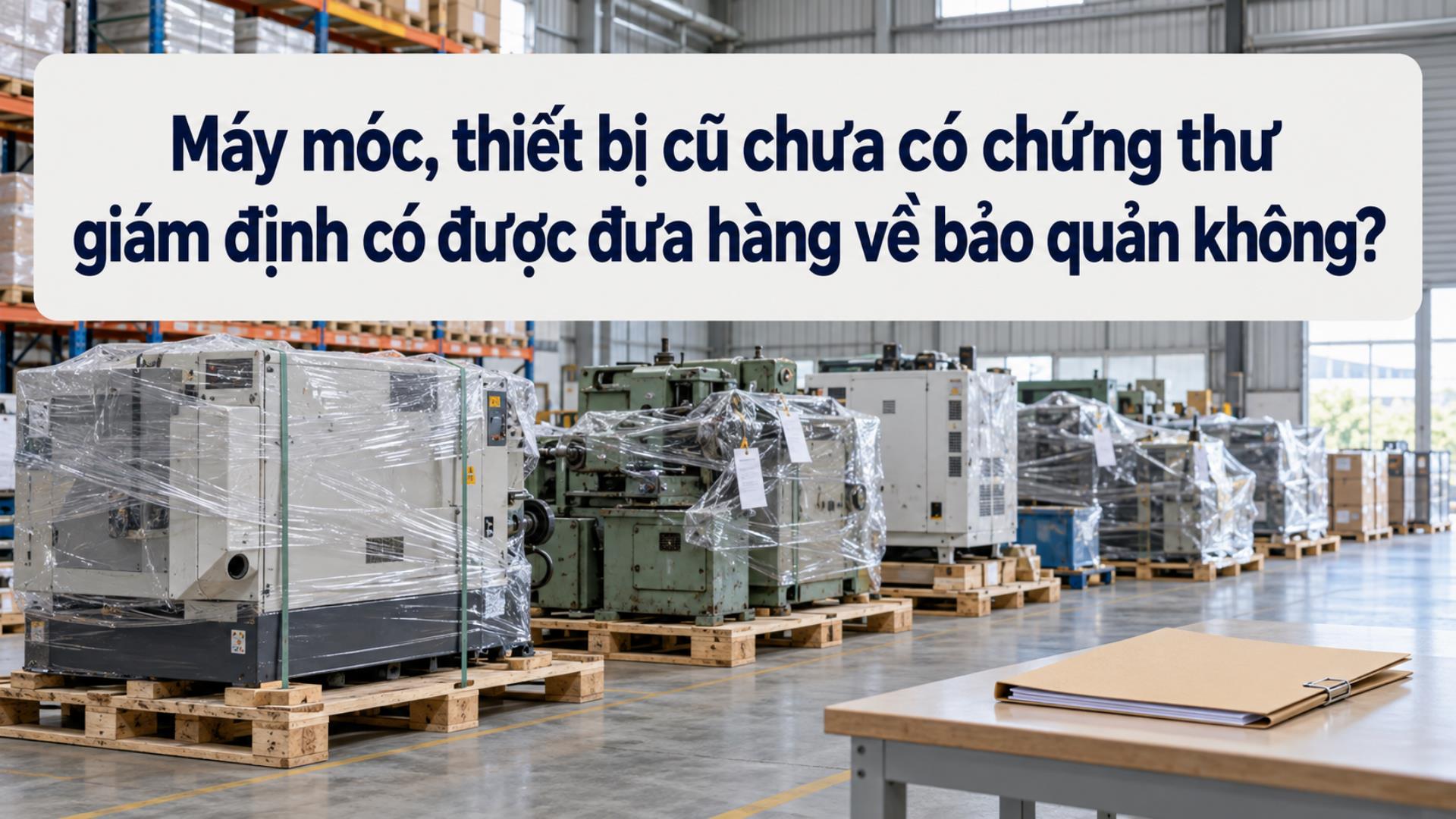 Máy móc, thiết bị cũ chưa có chứng thư giám định có được đưa hàng về bảo quản không?