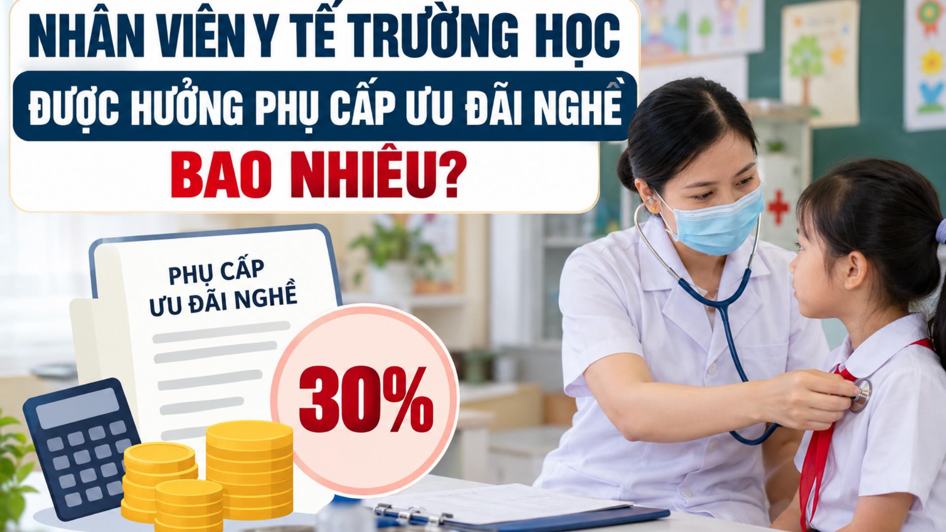 Nhân viên y tế trường học được hưởng phụ cấp ưu đãi nghề bao nhiêu?