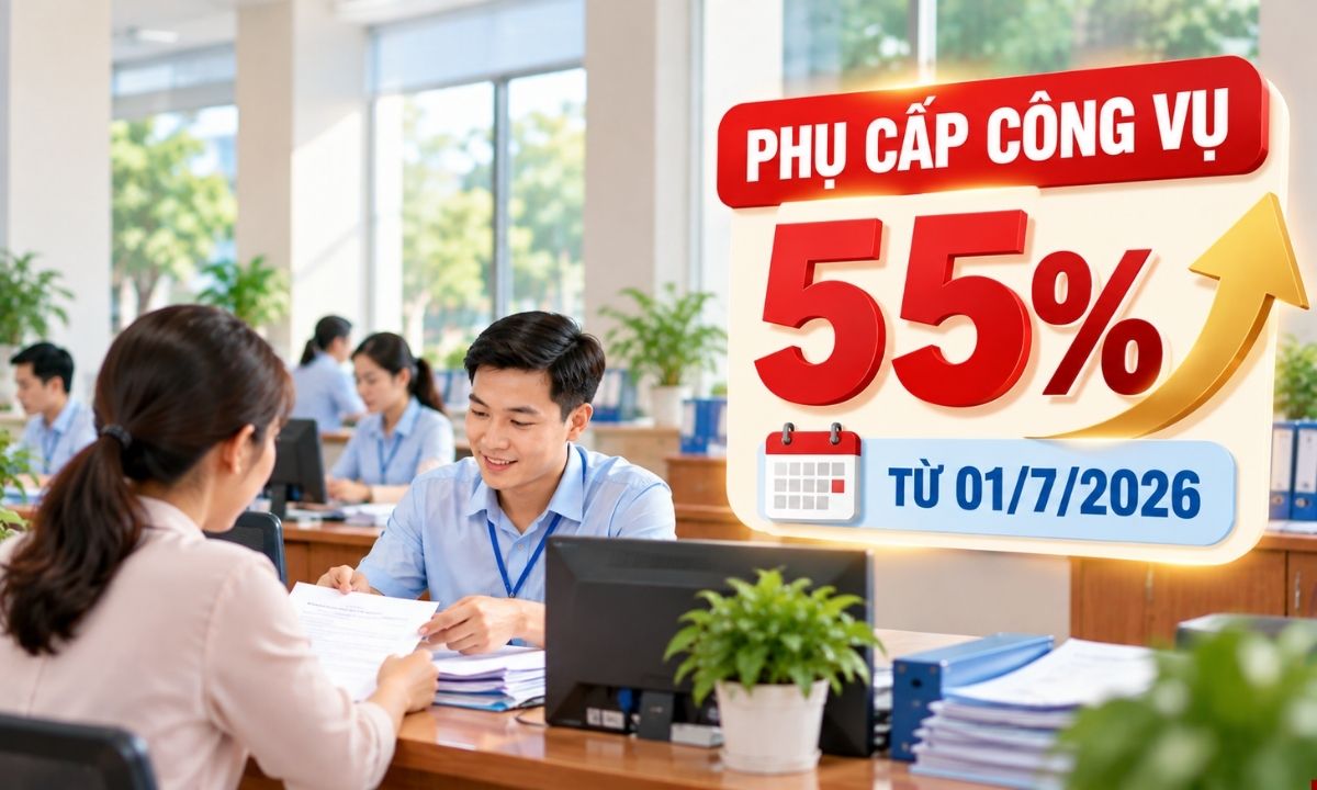 Cán bộ, công chức cấp xã không hưởng lương, thu nhập tăng thêm được nhận phụ cấp công vụ 55% Cán bộ, công chức cấp xã không hưởng lương, thu nhập tăng thêm được nhận phụ cấp công vụ 55% từ 01/7/2026