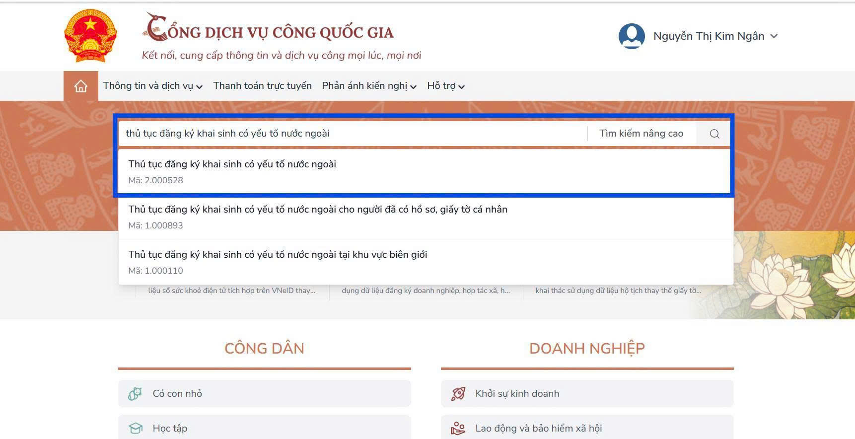 Hướng dẫn đăng ký khai sinh có yếu tố nước ngoài qua Cổng Dịch vụ công quốc gia 3
