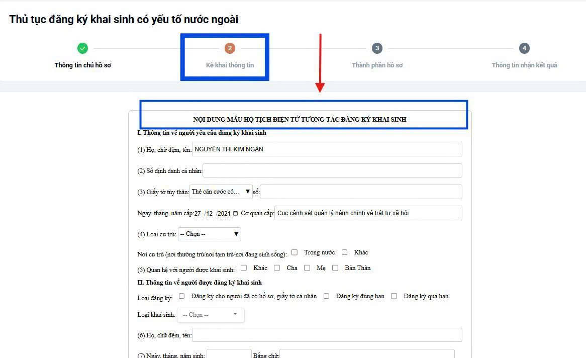 Hướng dẫn đăng ký khai sinh có yếu tố nước ngoài qua Cổng Dịch vụ công quốc gia 6