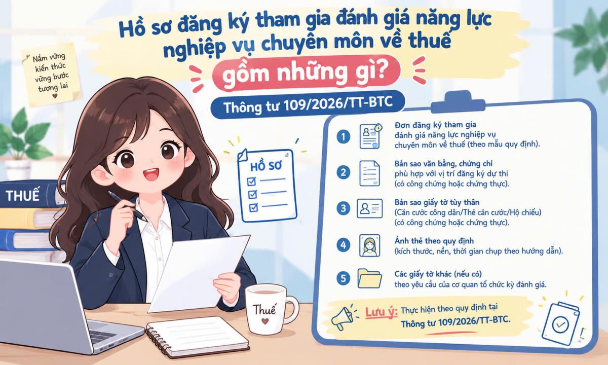 Hồ sơ đăng ký tham gia đánh giá năng lực nghiệp vụ chuyên môn về thuế gồm những gì?