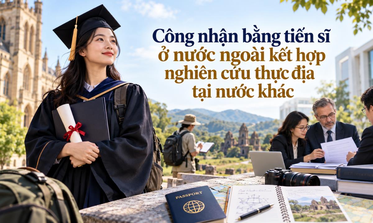 Học tiến sĩ ở nước ngoài kết hợp nghiên cứu thực địa tại nước khác, bằng được công nhận trong trường hợp nào?