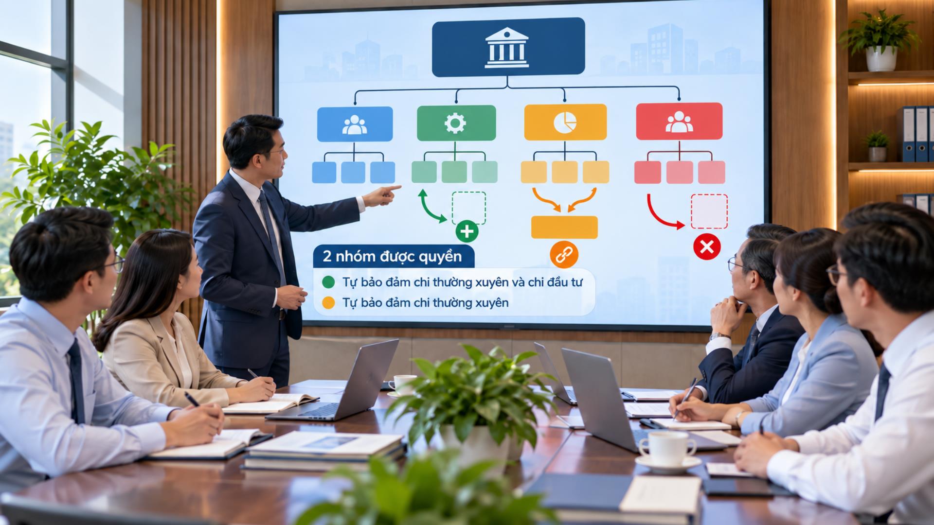 Đơn vị sự nghiệp công lập nào được tự quyết định thành lập, tổ chức lại, giải thể đơn vị trực thuộc?