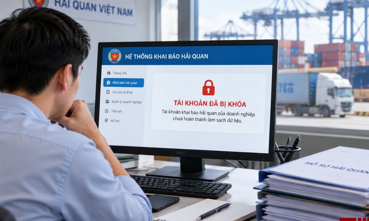 khóa tài khoản khai báo hải quan của doanh nghiệp chưa hoàn thành làm sạch dữ liệu Từ 01/01/2027, khóa tài khoản khai báo hải quan của doanh nghiệp chưa hoàn thành làm sạch dữ liệu theo Công văn 23474/CHQ-CNTT.