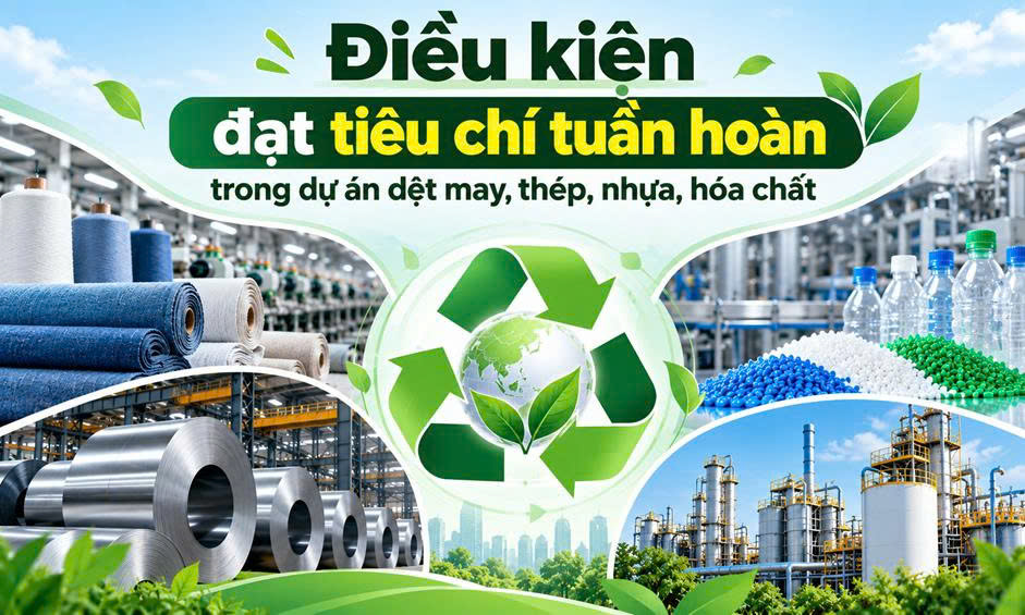 Dự án dệt may, thép, nhựa, hóa chất phải đáp ứng những yêu cầu nào để đạt tiêu chí tuần hoàn?